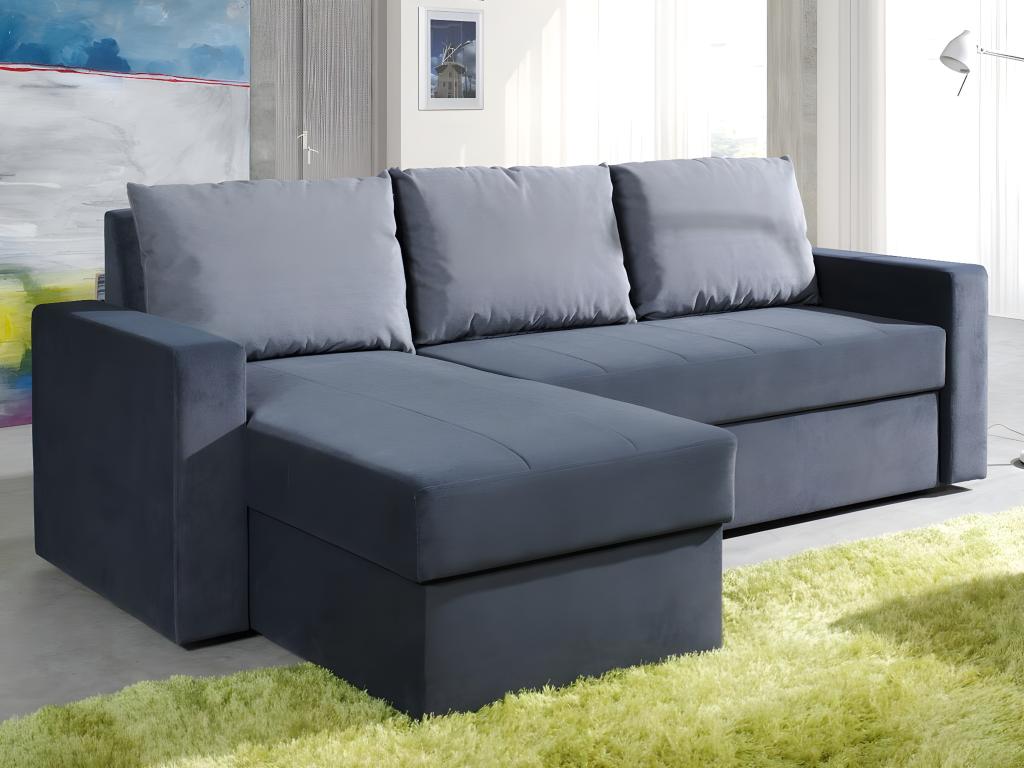 Canapé d'angle - Polyester - Gris - 234 x 156 x 82 cm