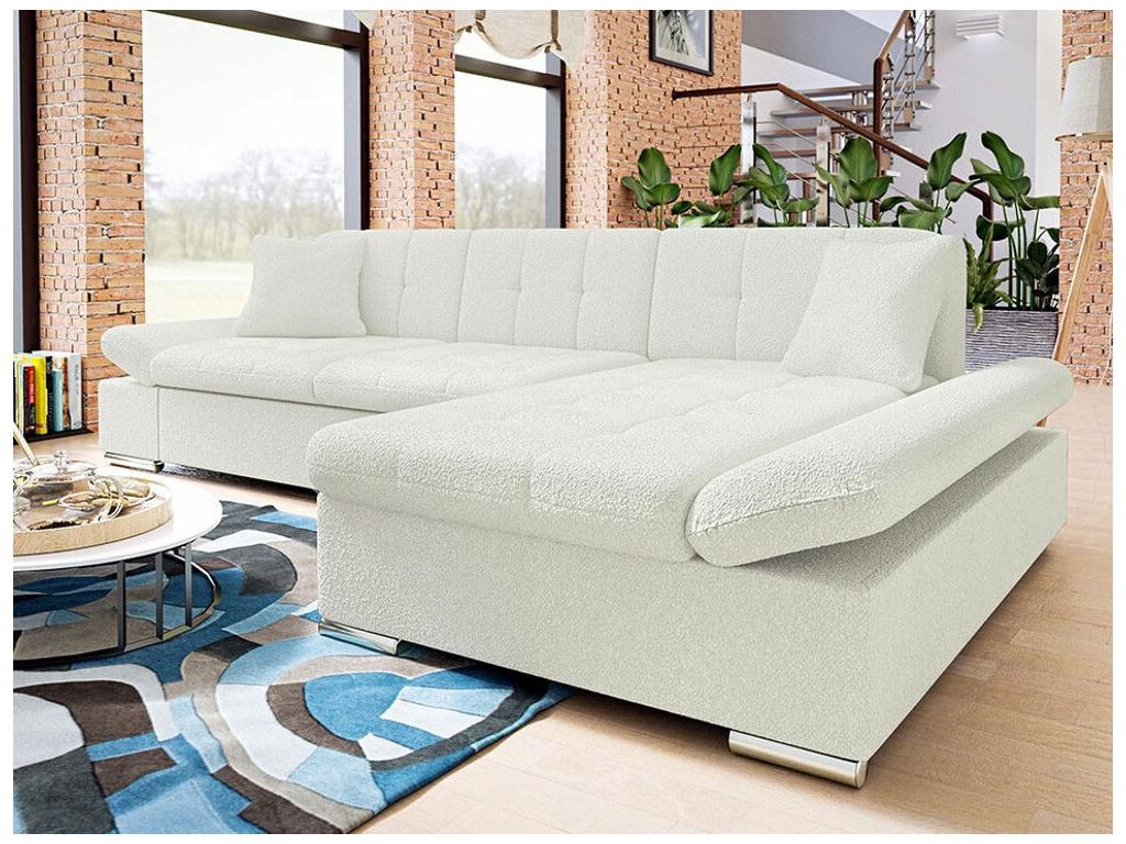 Canapé d'angle - Polyester - Blanc - 278 x 161 x 76 cm