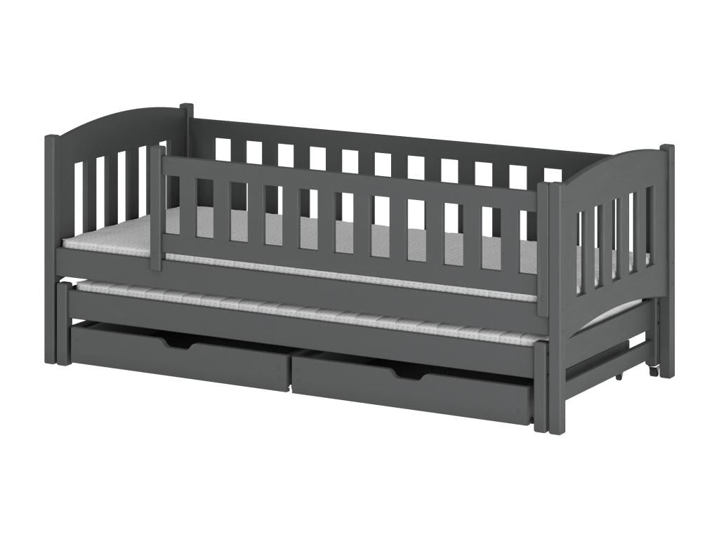 Lit - Bois - Gris clair - 80 x 190 cm